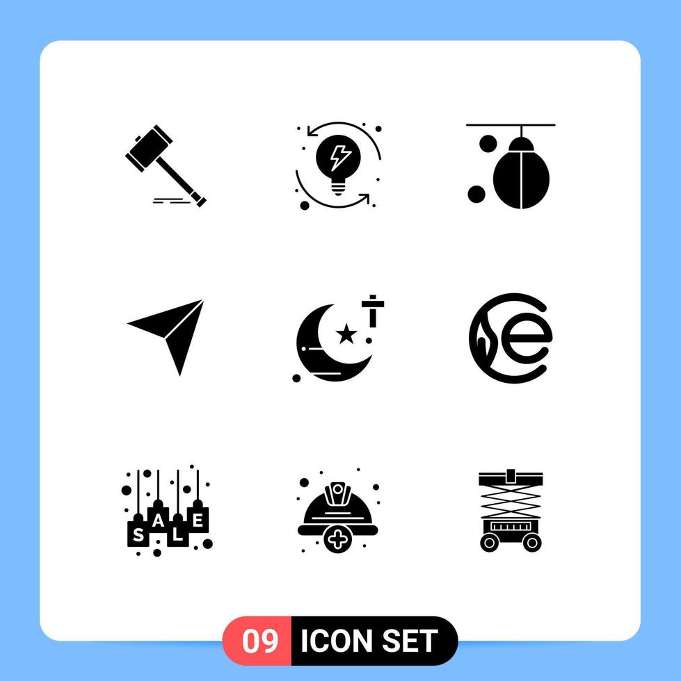 9 Universal Solid Glyph Signs Symbols of pointer training process punching boxer Editable Vector Design Elements