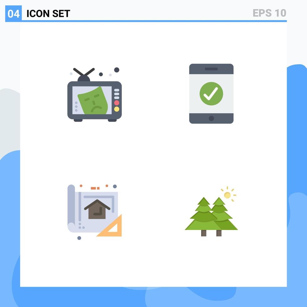 4 Universal Flat Icon Signs Symbols of tv design arts mobile print Editable Vector Design Elements