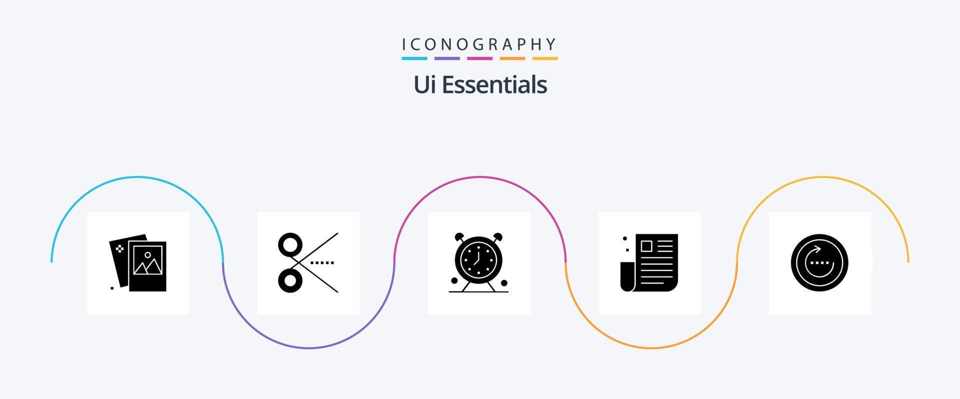 Ui Essentials Glyph 5 Icon Pack Including newspaper. interface. tool. timer. schedule vector