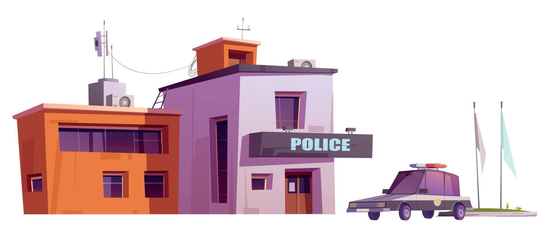 Police station building, law department facade vector