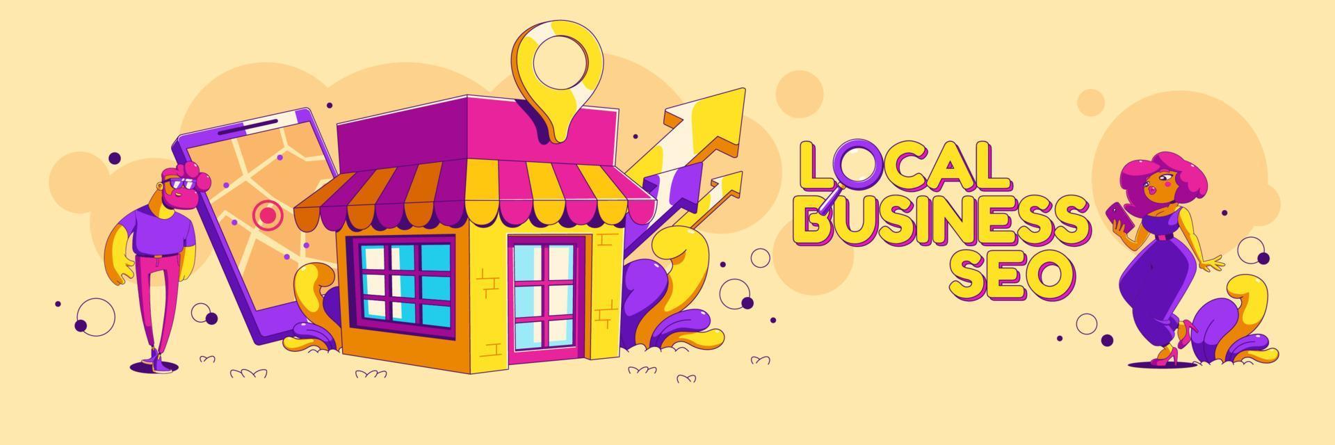Local business seo, optimization banner, marketing vector