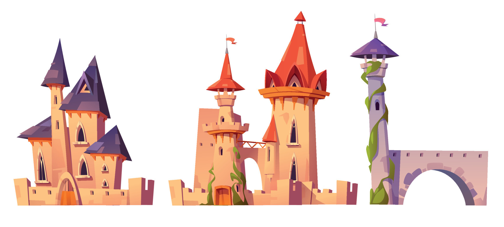 Old medieval castles with stone brick walls 16263826 Vector Art at Vecteezy