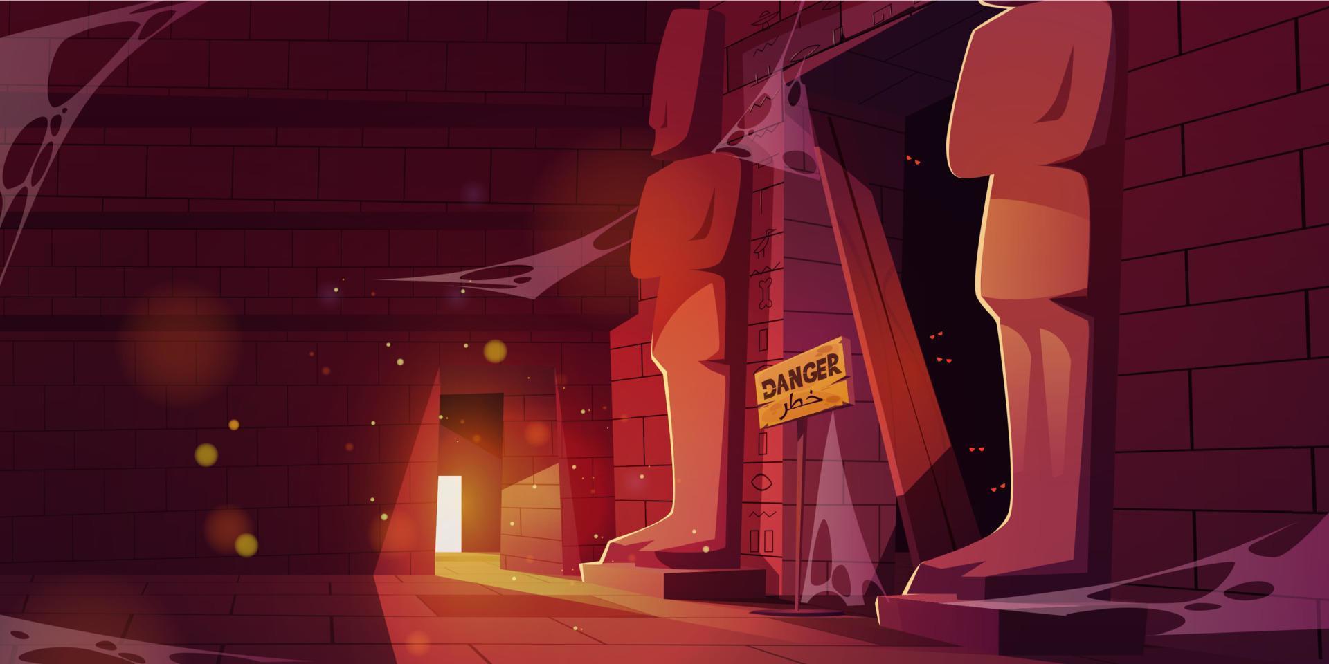 Scary interior of ancient pyramid in Egypt vector