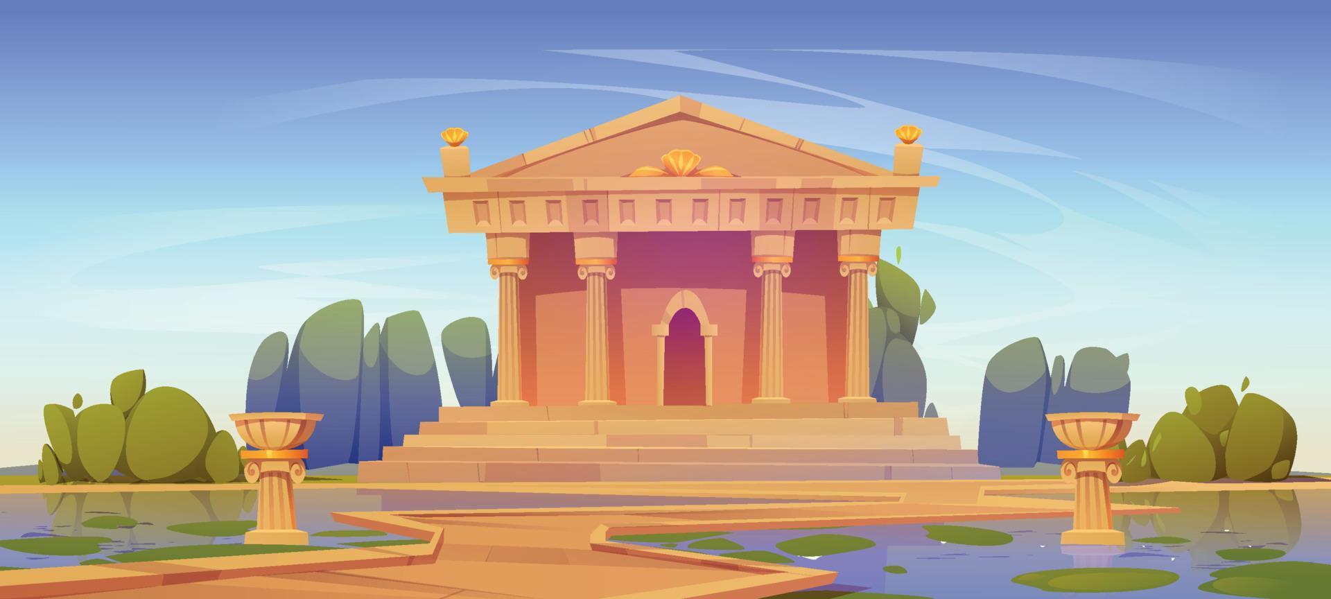 Greek or roman temple building with columns vector