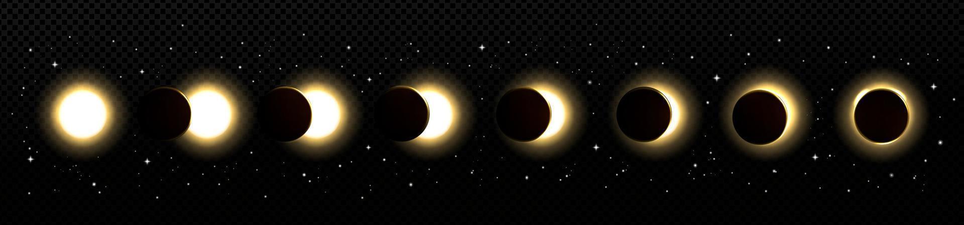 Solar eclipse in different phases vector
