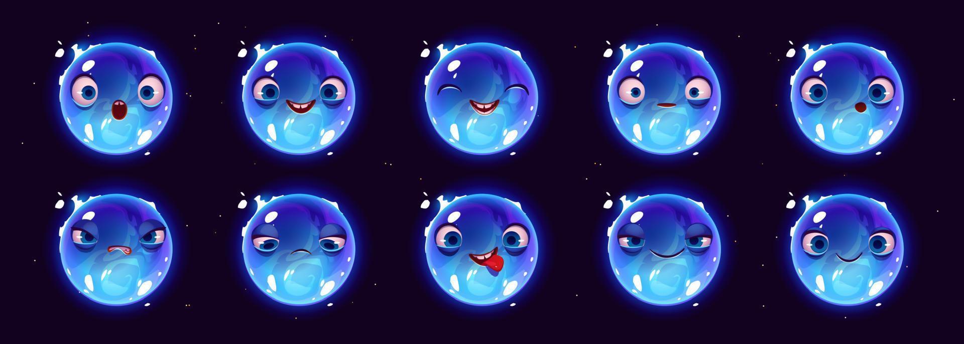 Blue supergiant star character with emotions vector