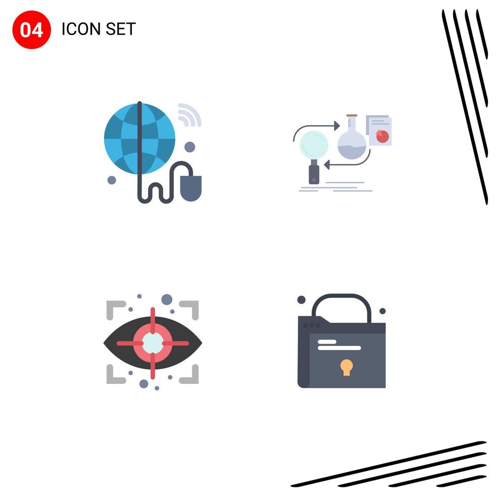 4 Universal Flat Icons Set for Web and Mobile Applications internet of things eye world develop security Editable Vector Design Elements