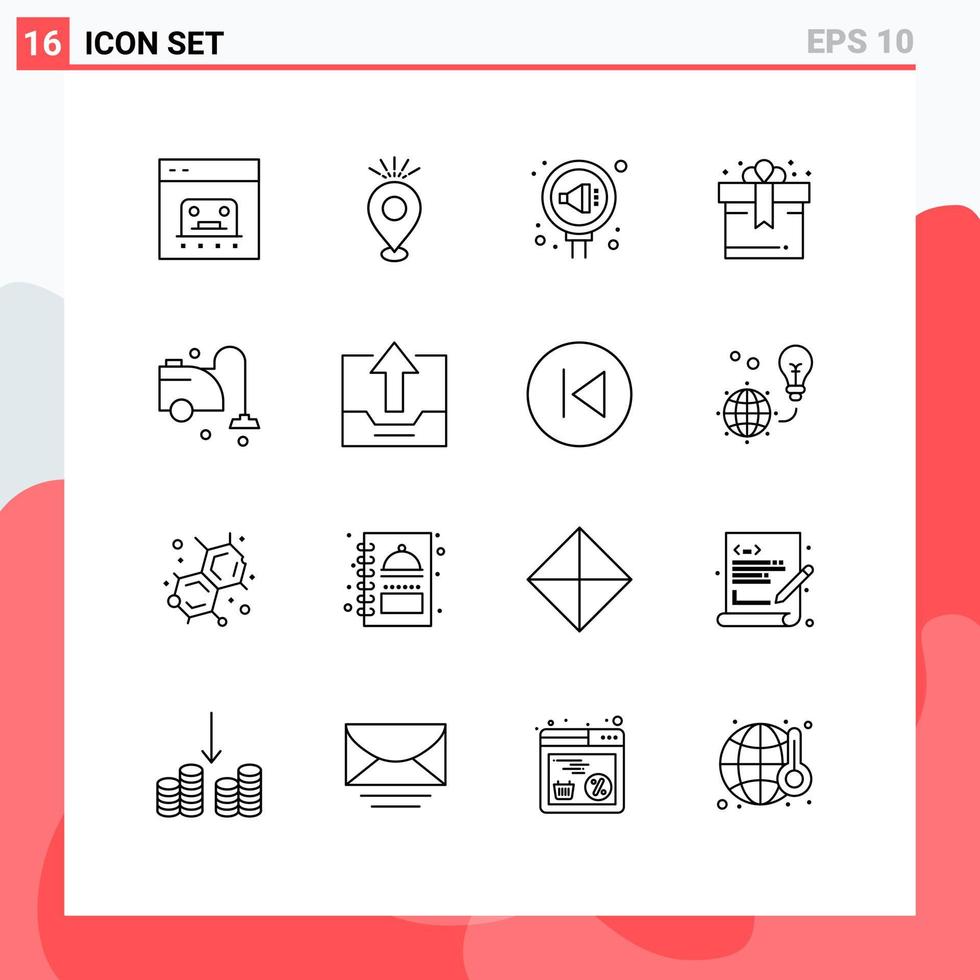 16 Thematic Vector Outlines and Editable Symbols of gift birthday holiday reputation public Editable Vector Design Elements