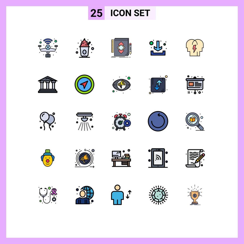 Modern Set of 25 Filled line Flat Colors and symbols such as in down design arrow development Editable Vector Design Elements