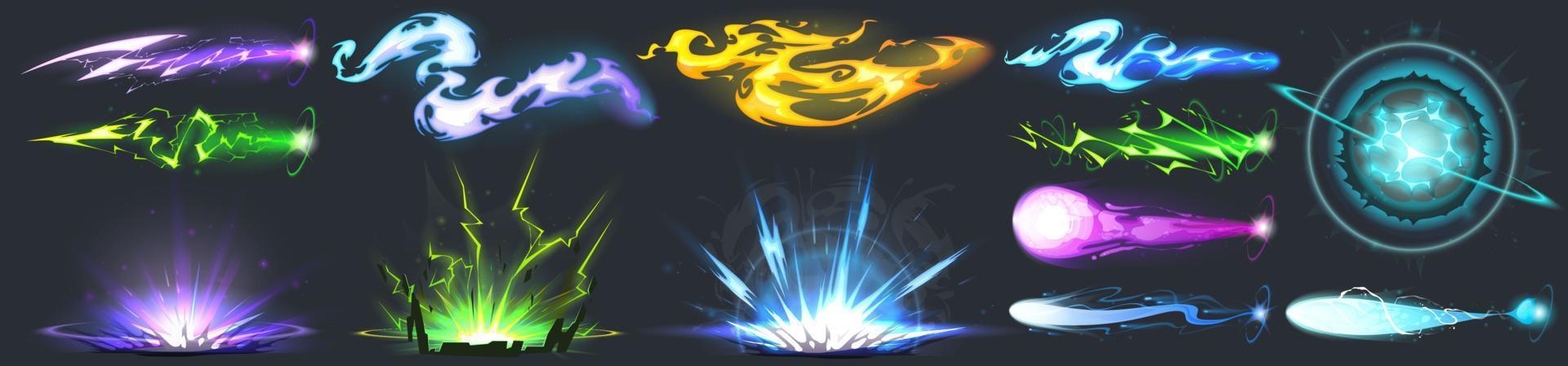 Set of vfx neon light effects isolated on black vector