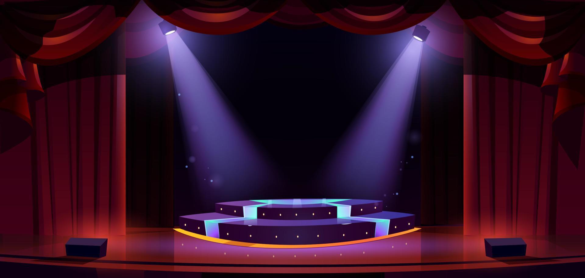 escenario de teatro o sala de conciertos con podio redondo vector