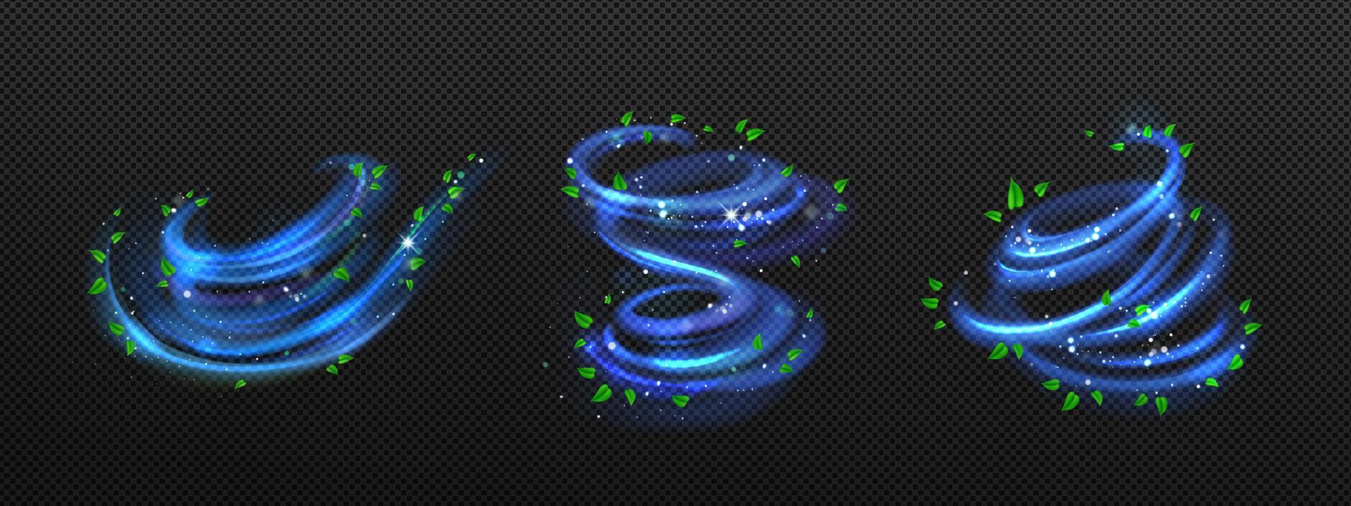 remolinos de aire fresco en espiral con hojas de menta verde png vector