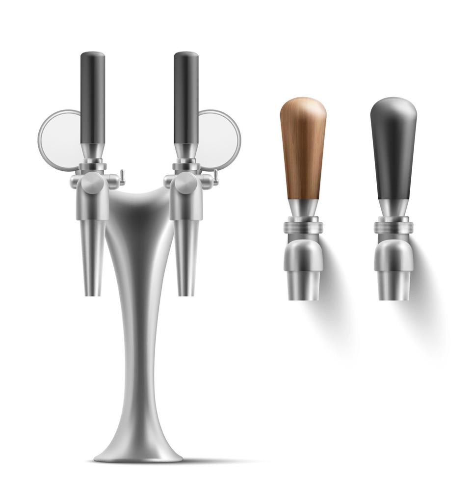 Set of beer taps isolated on white background vector