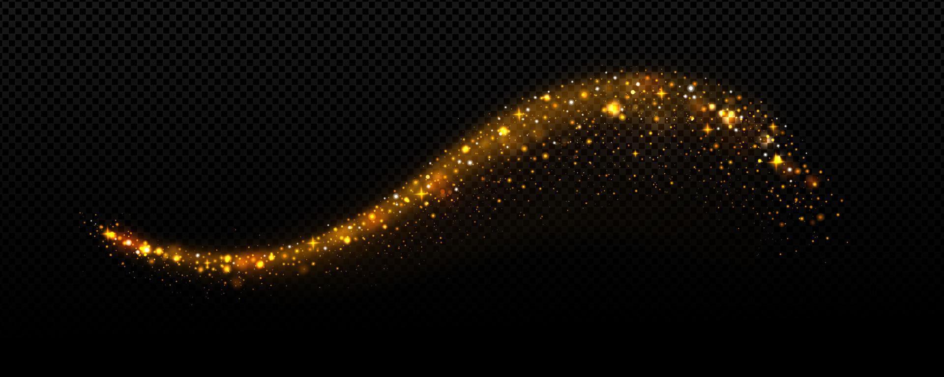 ola de polvo de estrellas, rastro de polvo dorado con brillo vector