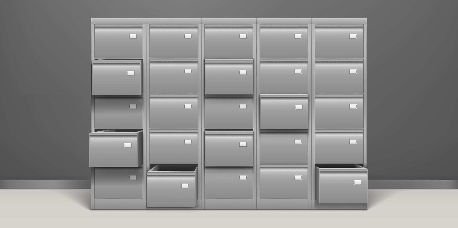 File cabinet with drawers for documents vector