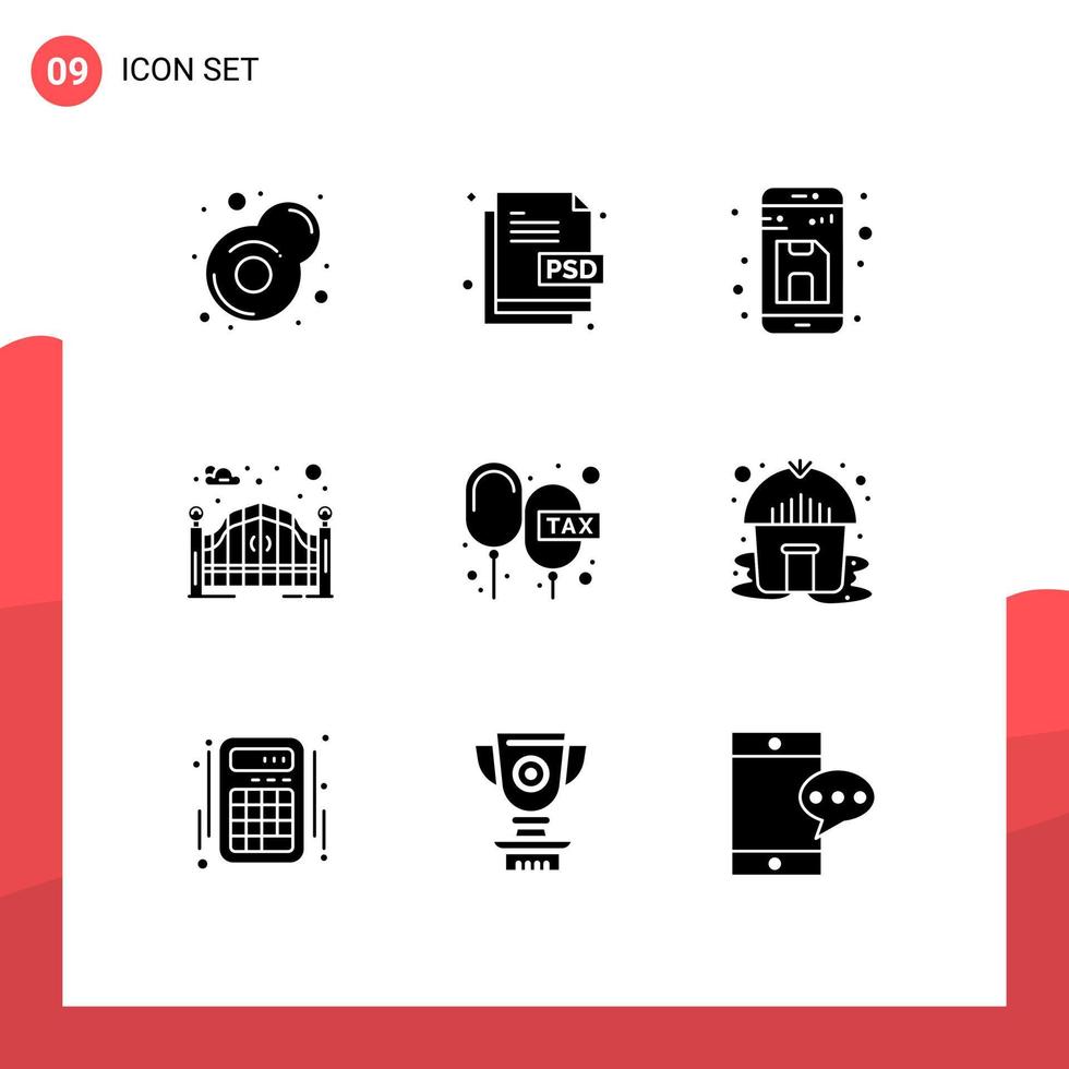 Stock Vector Icon Pack of 9 Line Signs and Symbols for charge entrance back gate up Editable Vector Design Elements
