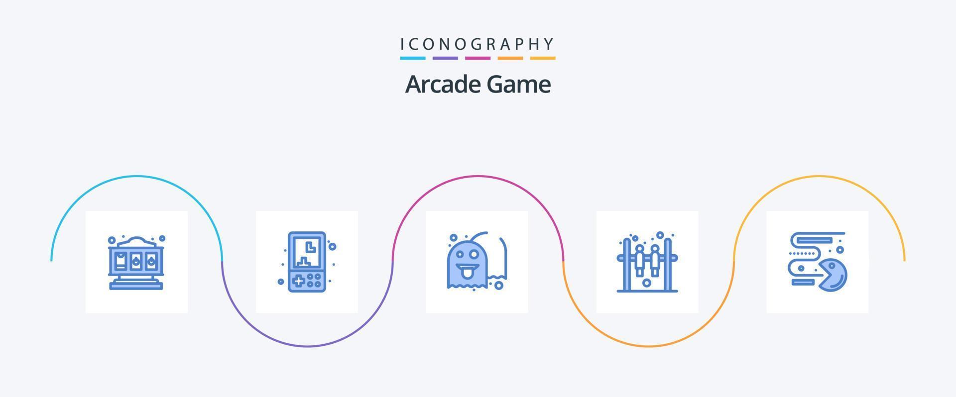 paquete de íconos arcade blue 5 que incluye pacman. competencia. fantasma. hockey. bar vector