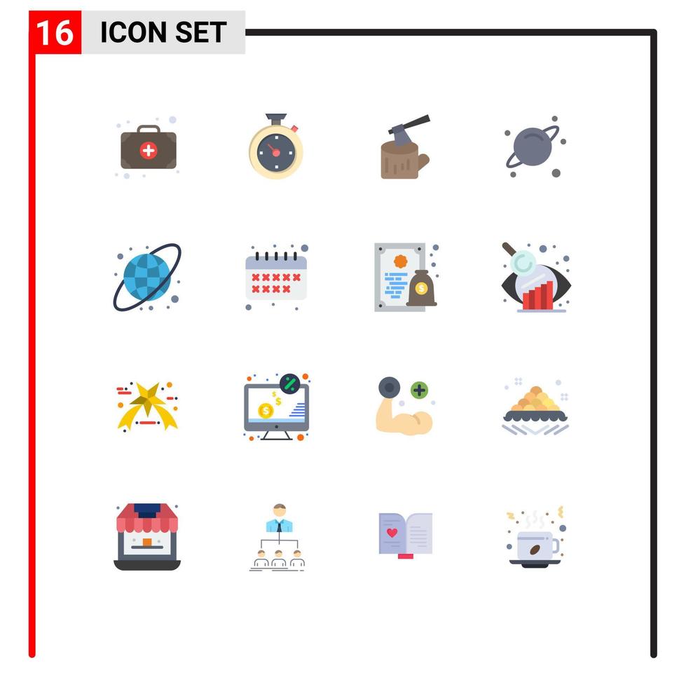 16 Thematic Vector Flat Colors and Editable Symbols of back to school circular grid log circular science Editable Pack of Creative Vector Design Elements