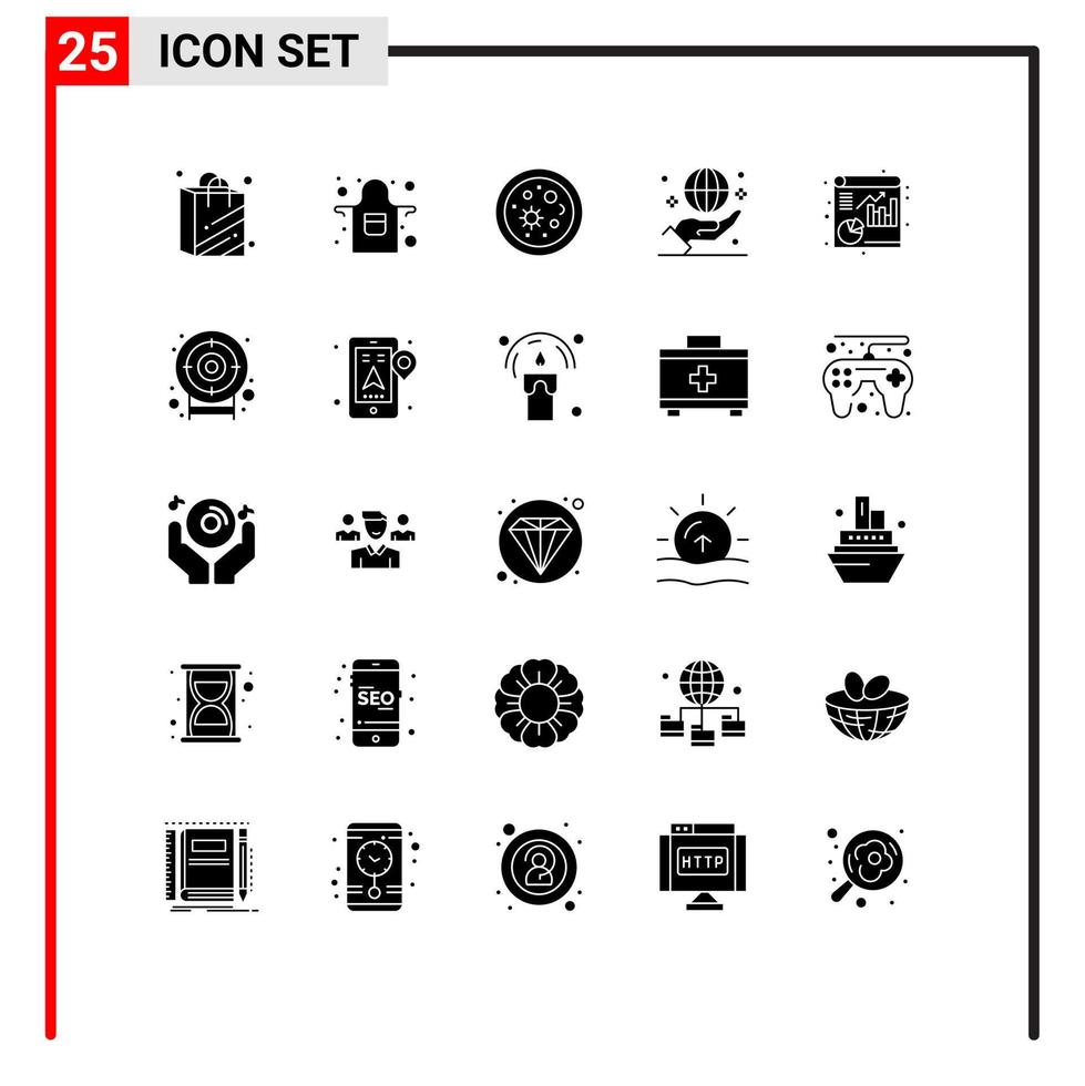 25 Creative Icons Modern Signs and Symbols of report analytics microorganisms international globe Editable Vector Design Elements