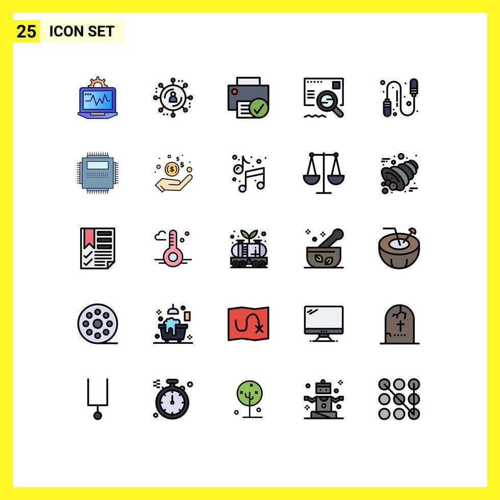 Universal Icon Symbols Group of 25 Modern Filled line Flat Colors of fitness search connected find check Editable Vector Design Elements