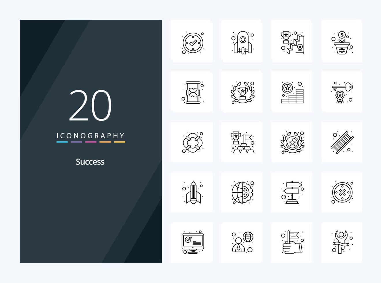 20 Sucess Outline icon for presentation vector