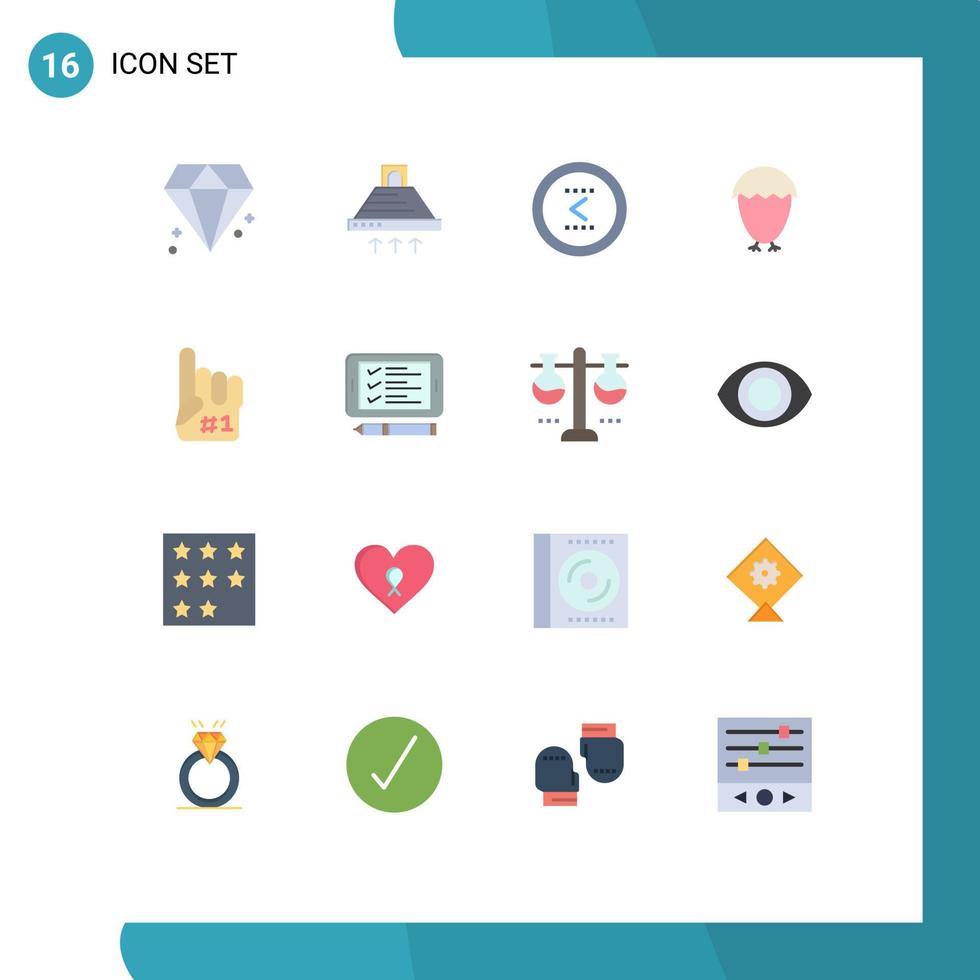 User Interface Pack of 16 Basic Flat Colors of fanatic egg arrow easter previous Editable Pack of Creative Vector Design Elements