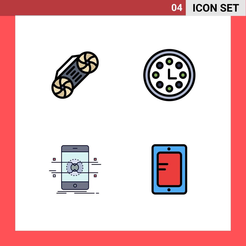 Stock Vector Icon Pack of 4 Line Signs and Symbols for radio mobile achievement wreath smartphone Editable Vector Design Elements