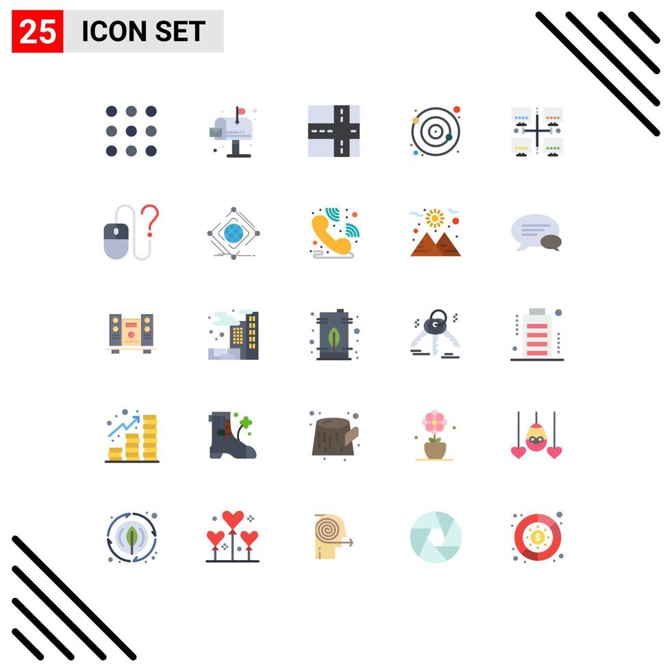 Pack of 25 creative Flat Colors of contact network orbit local area Editable Vector Design Elements