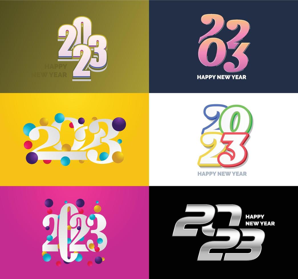 Big Set of 2023 Happy New Year logo text design 2023 number design template vector