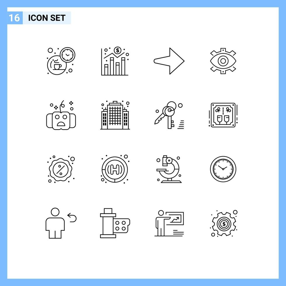 16 Universal Outlines Set for Web and Mobile Applications all modern arrow creative production Editable Vector Design Elements