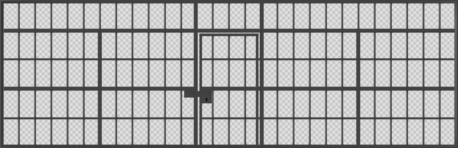 Prison cage with locked door, jail with metal bars vector