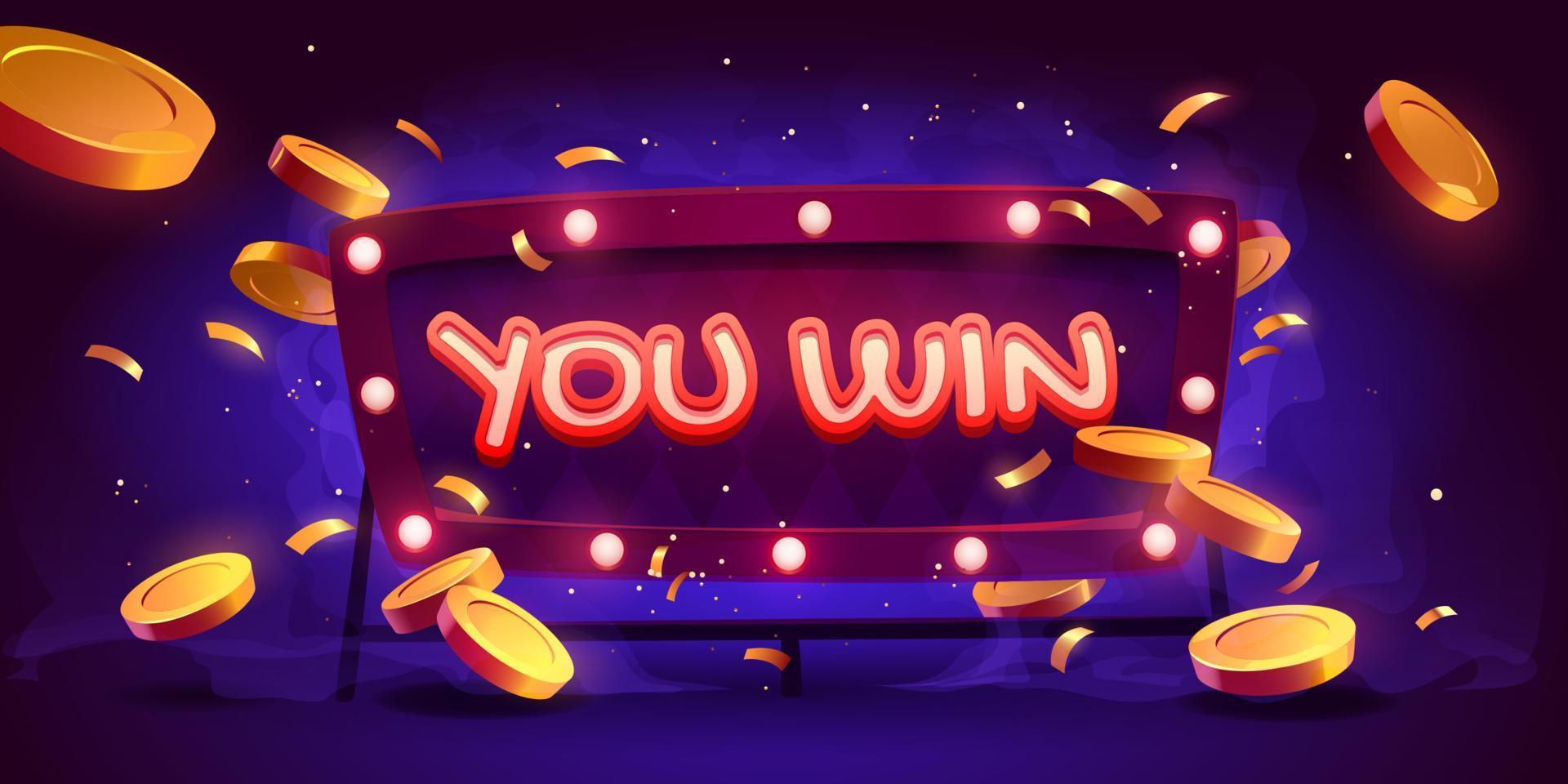 You win banner, casino, lottery or game win vector