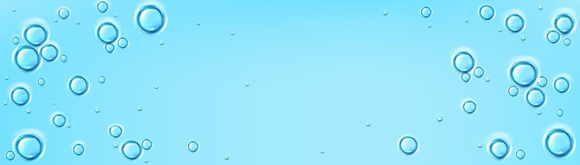 Blue water surface with bubbles, liquid serum vector