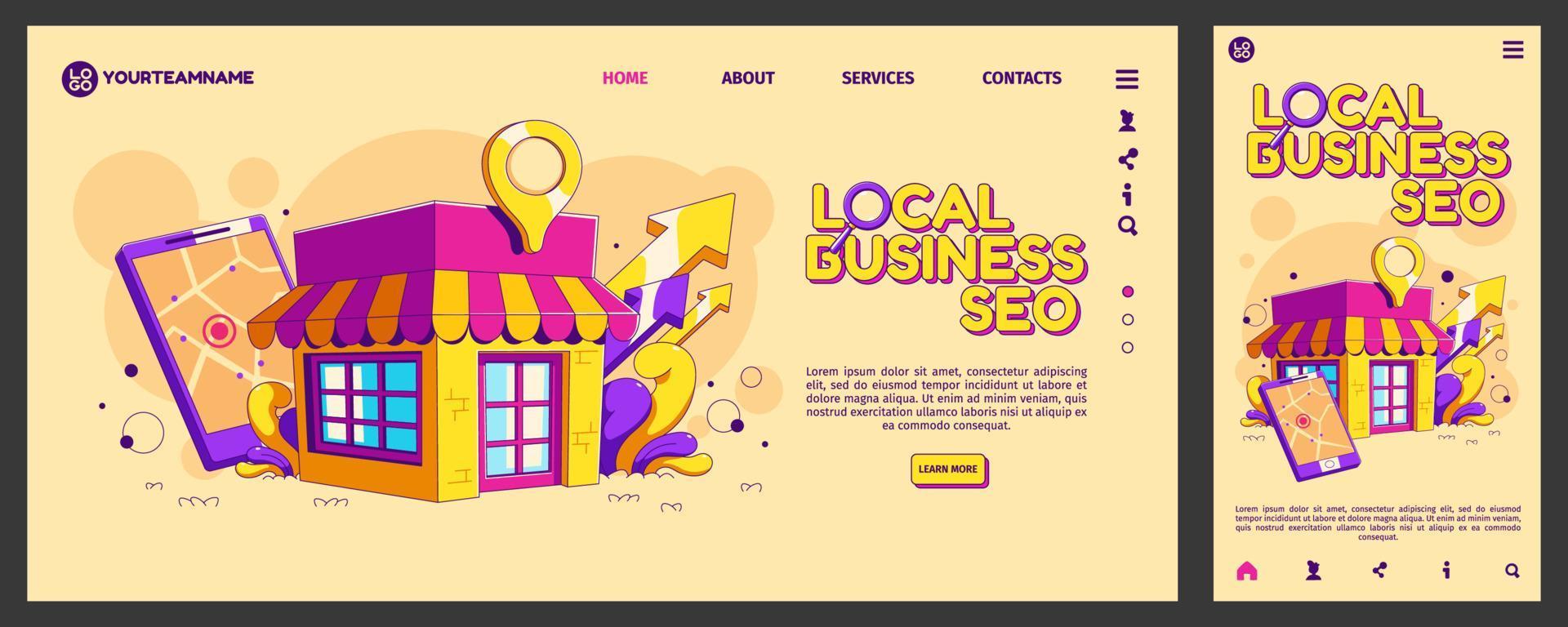 Local business SEO landing page template vector