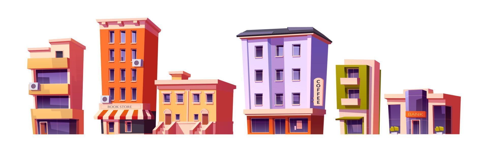 City buildings, modern houses architecture set vector