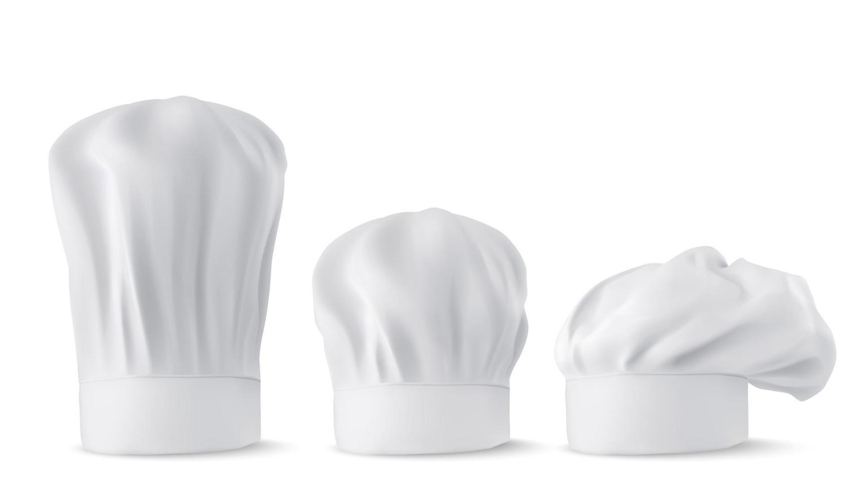 Chef hats, cook caps and baker toques mockup set vector