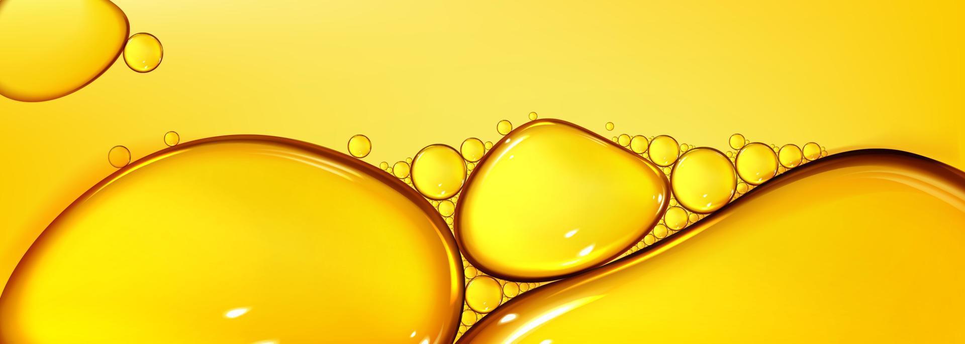 Oil drops texture, omega bubbles, gold liquid vector