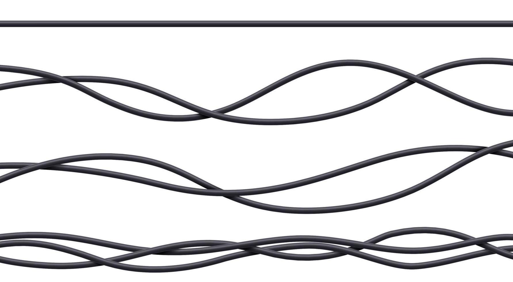 Realistic cables set, flexible electrical wires vector