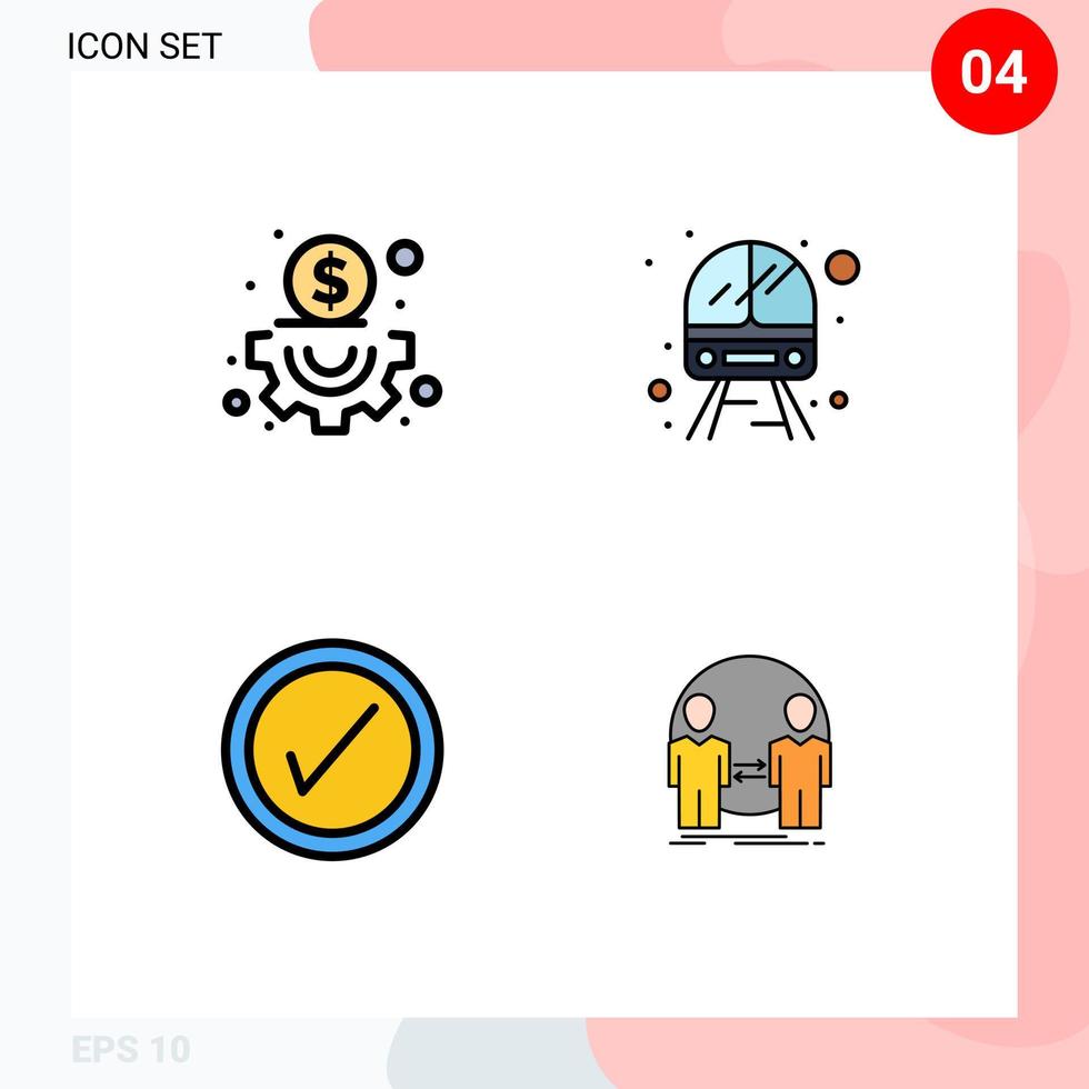 User Interface Pack of 4 Basic Filledline Flat Colors of business user public vehicle clone Editable Vector Design Elements