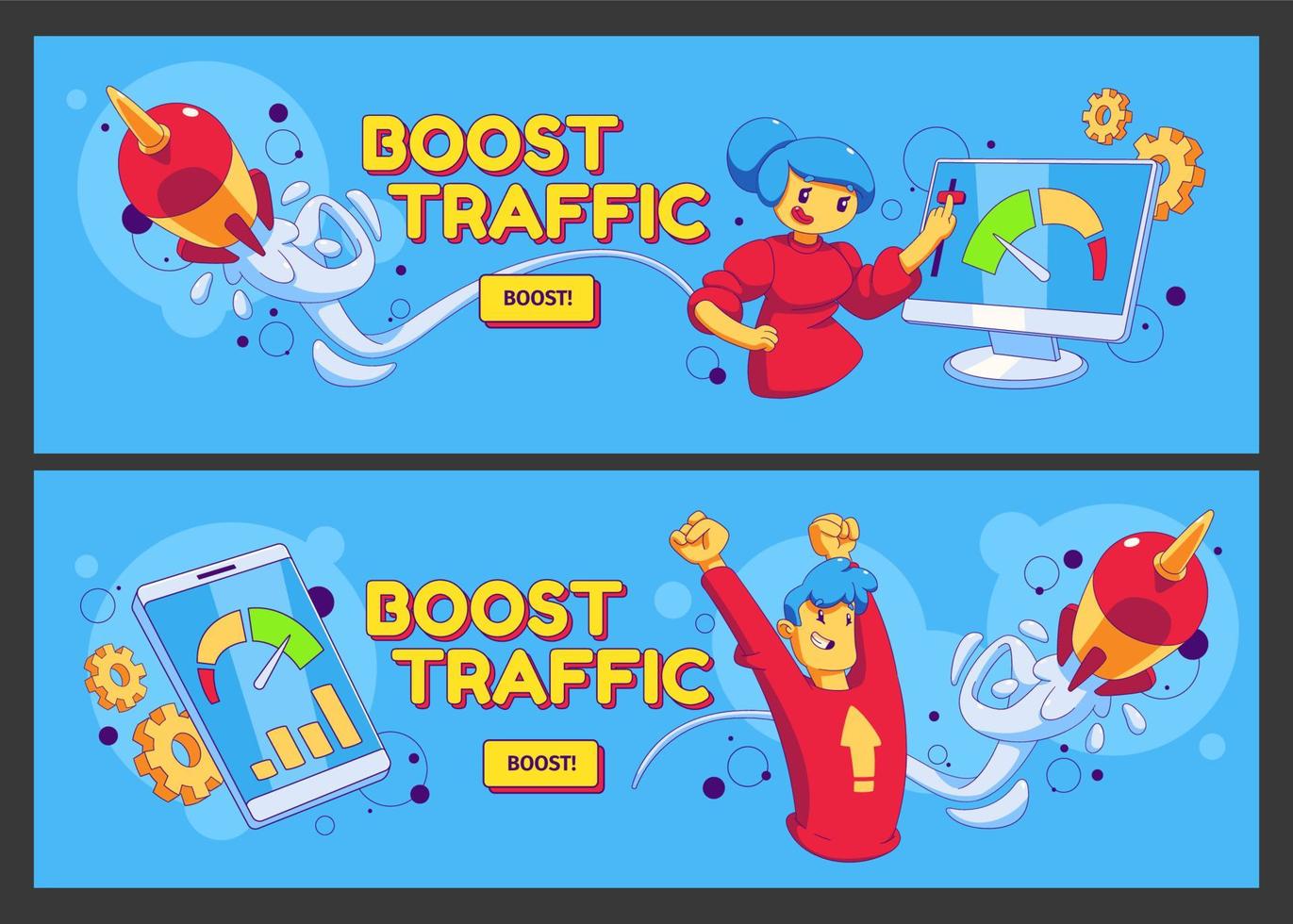 Set of boost traffic banner templates vector