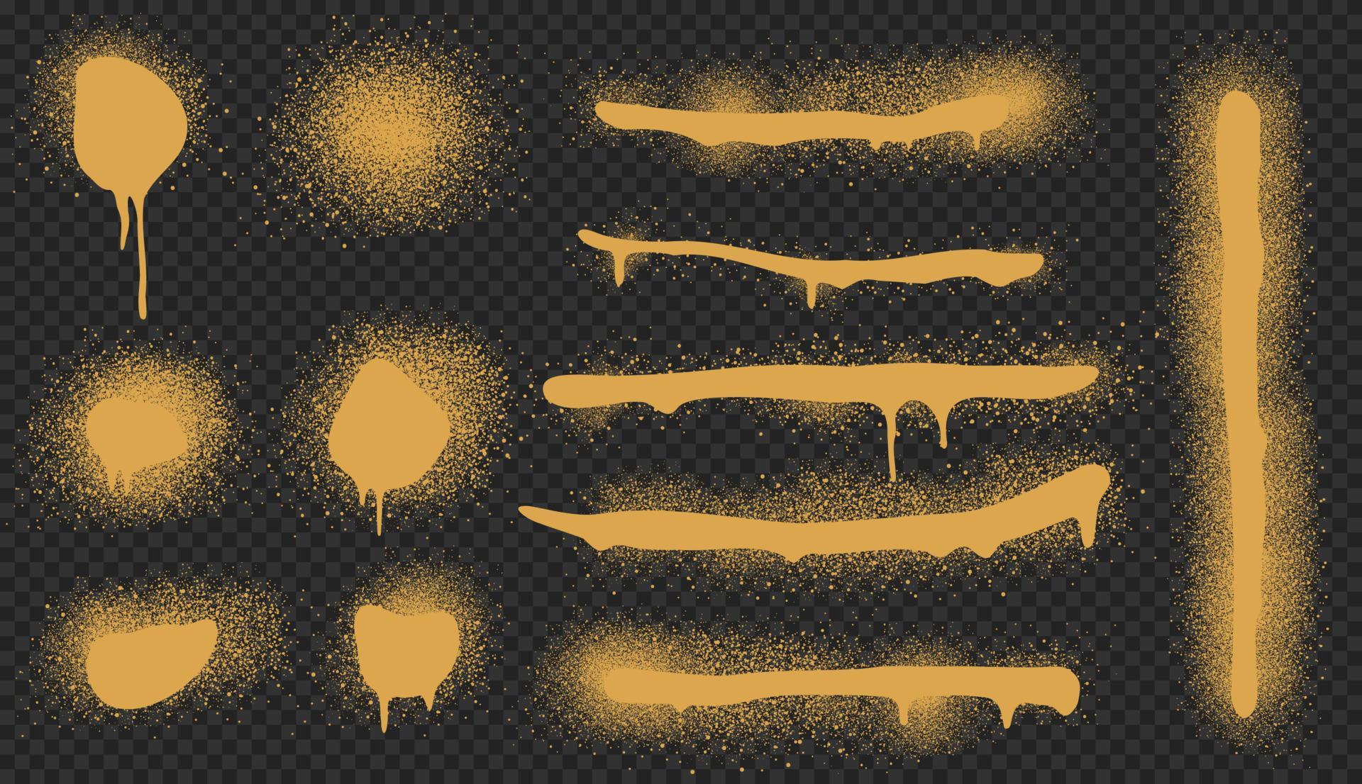 Spray paint drips and lines, golden ink splatters 16265406 Vector Art