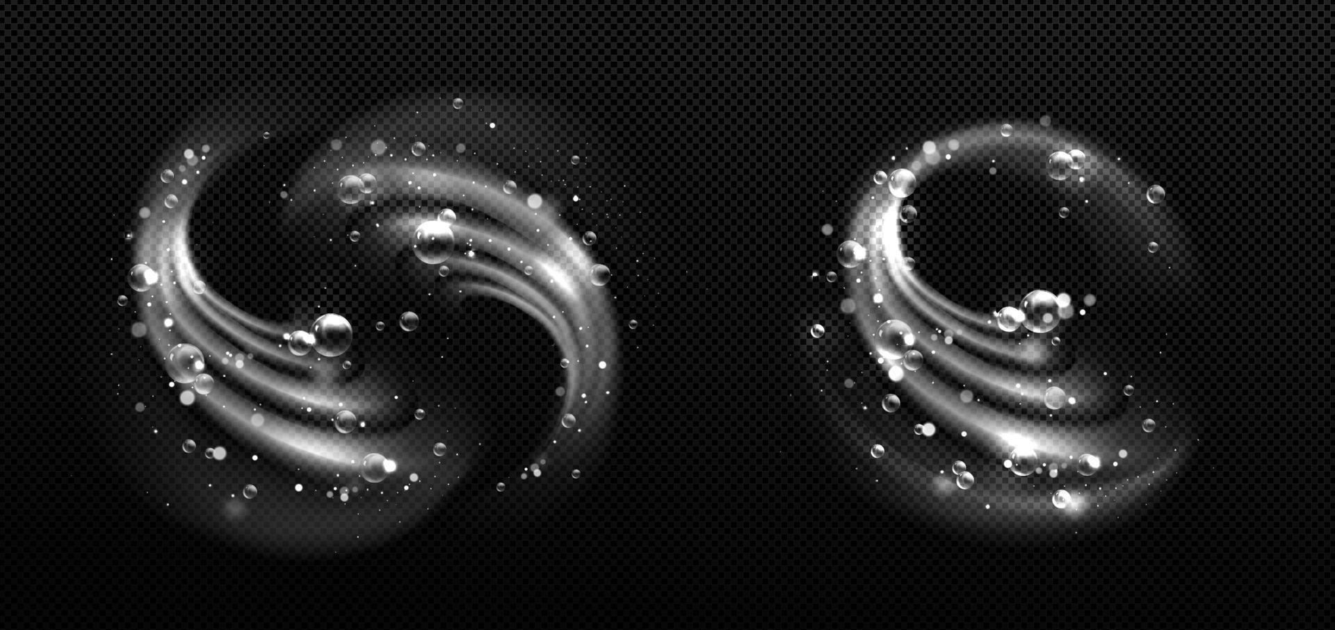 Clean detergent wave and soap swirl, light effect vector