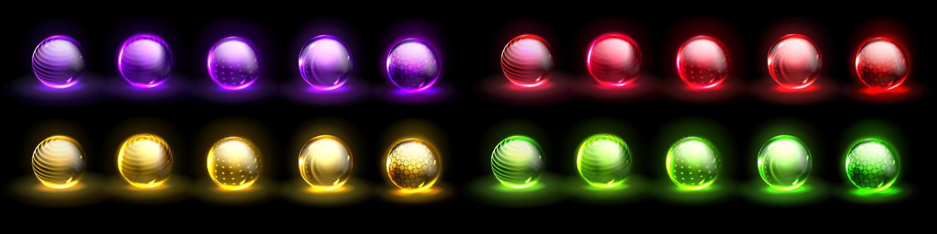 Force shield bubbles, energy glow balls, spheres vector