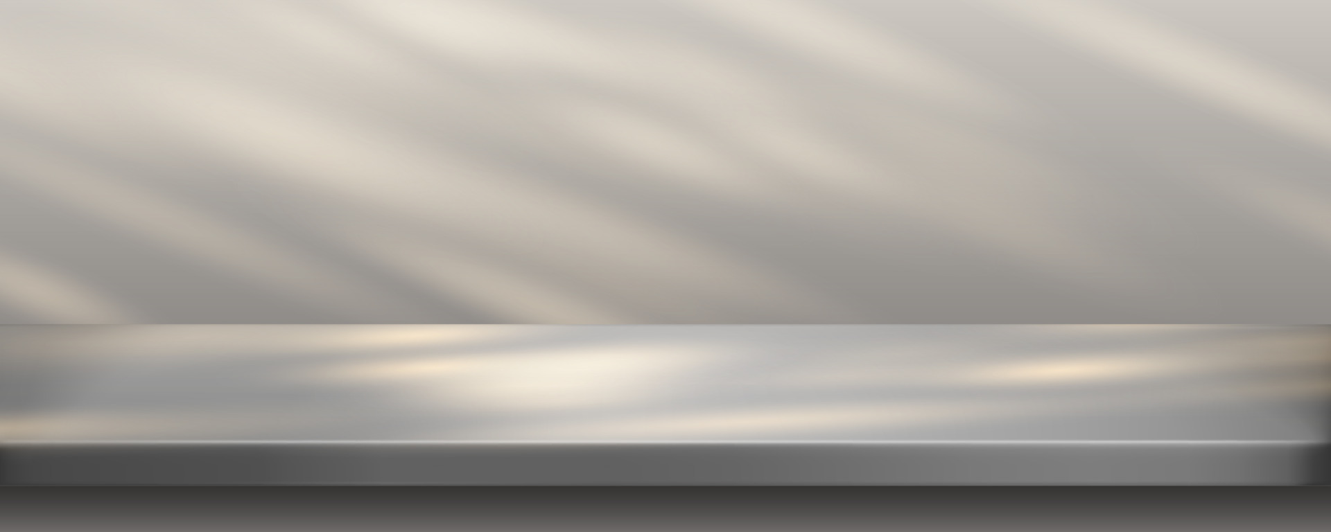 Metal kitchen tabletop with sunlight, steel table 16265461 Vector Art