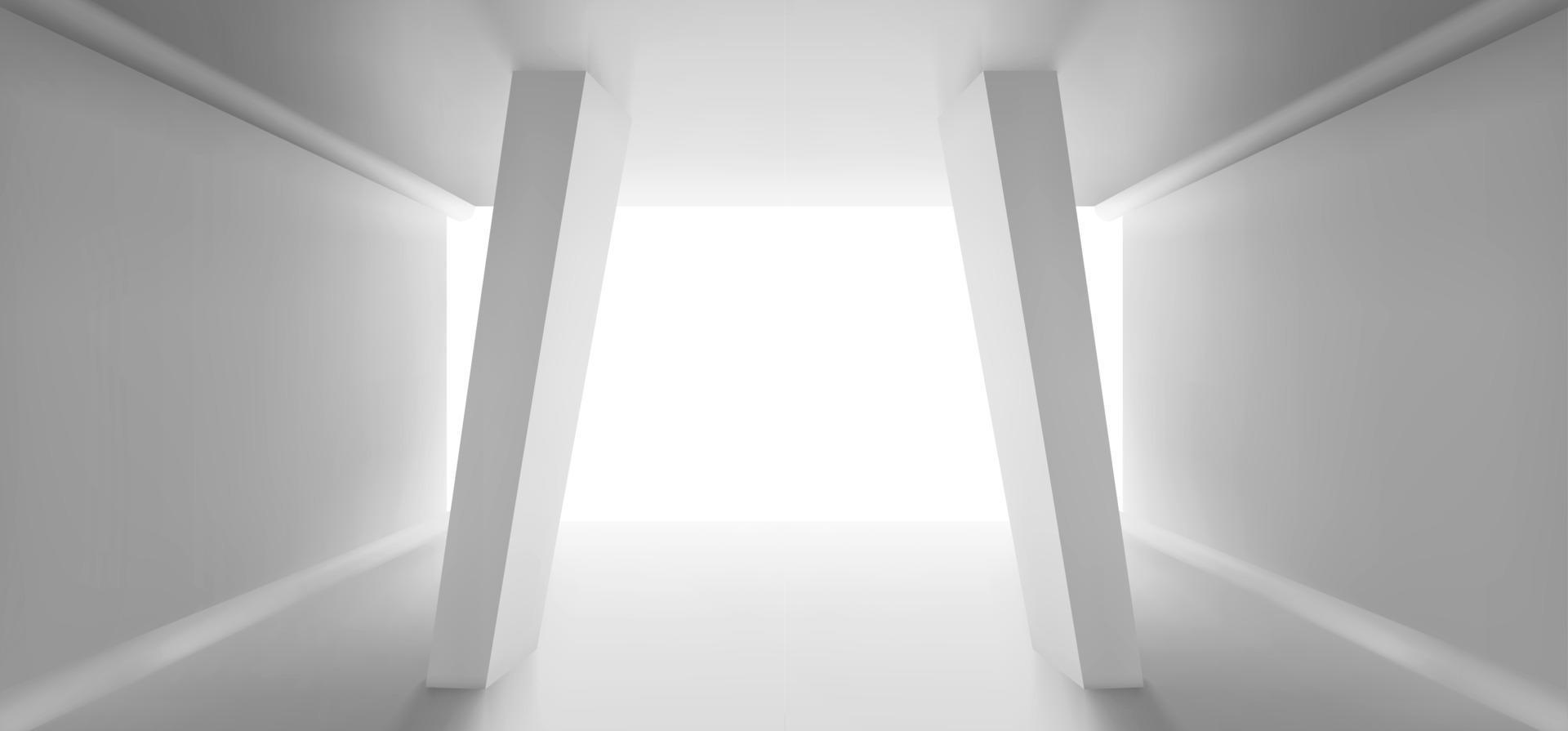 Abstract room, white corridor space, tunnel, hall vector