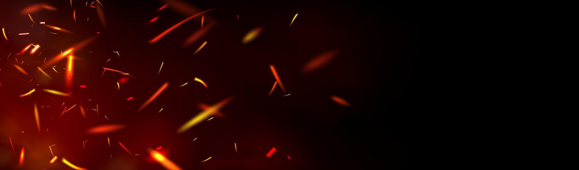 Red fire sparks overlay effect on black background vector