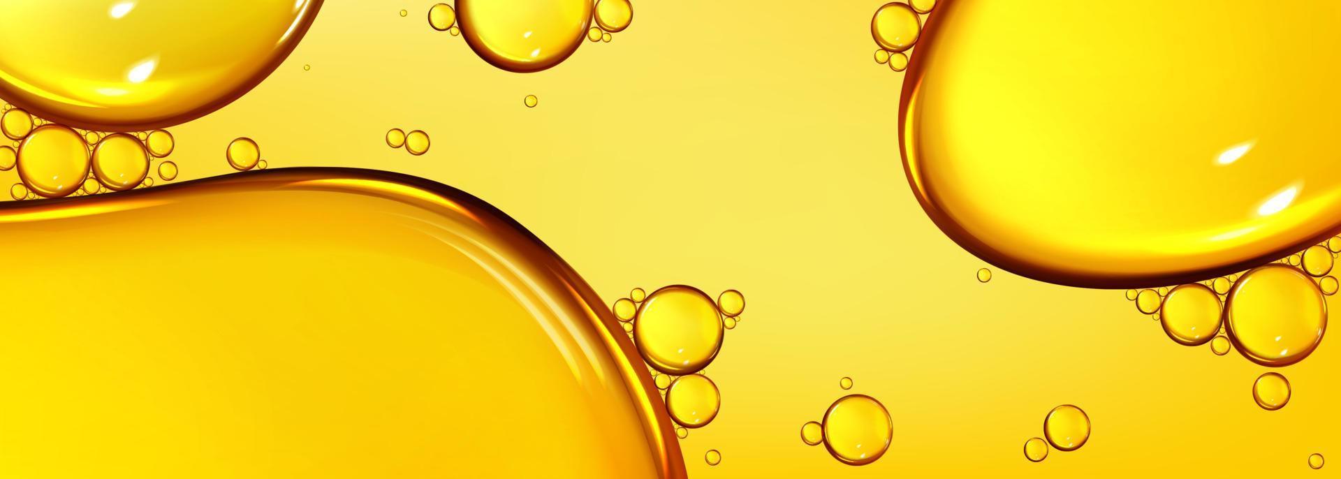 textura de gotas de aceite, burbujas omega, líquido dorado vector