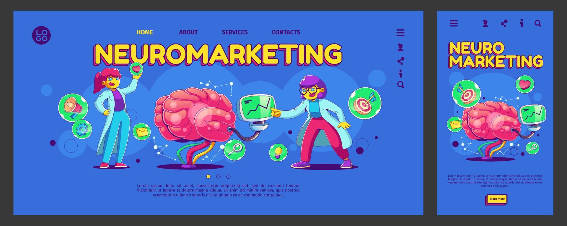 banner de comportamiento del cliente de tecnología de neuromarketing vector