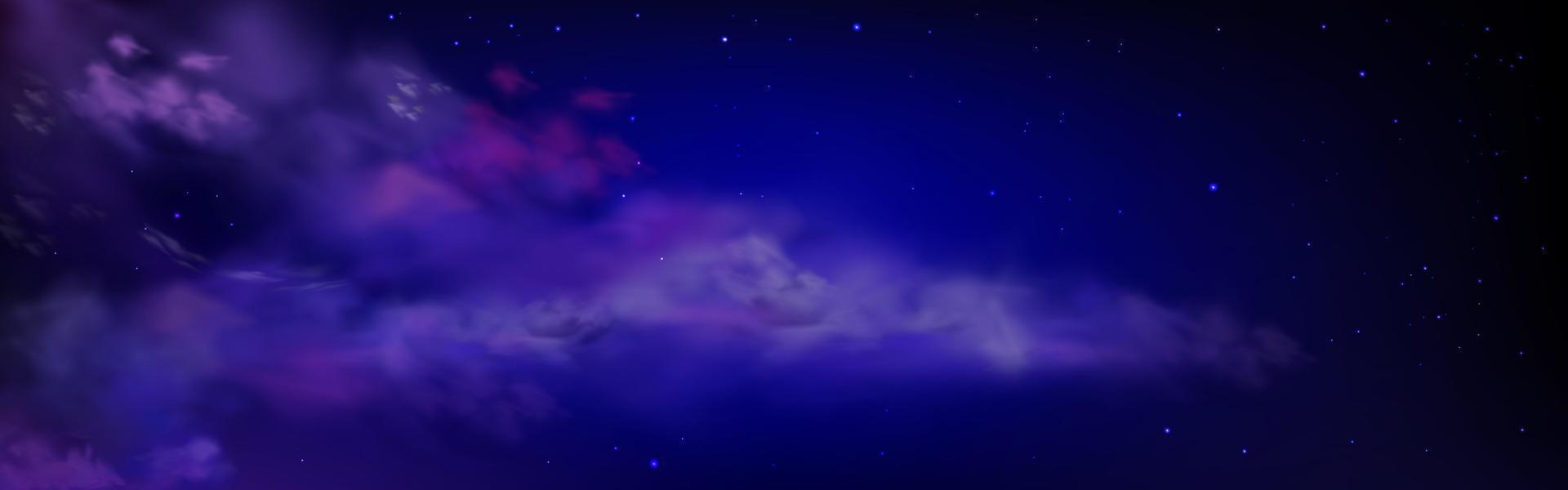 Dark blue sky with stars and clouds at night vector