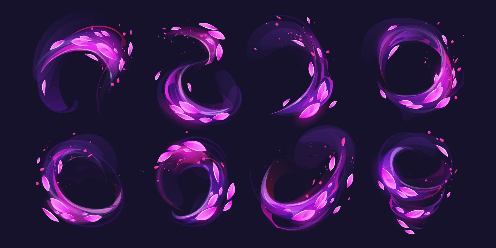 Purple light circles with sparks and leaves motion vector